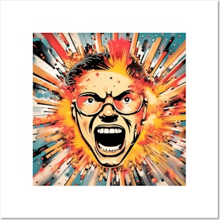 Bold Assertion - 'Utter Bastard' Warped Face Word Art Amid Joyful Explosions Tee Posters and Art